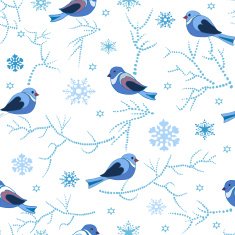 Seamless pattern with winter birds