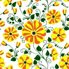 poppies painted felt-tip pen vector seamless pattern