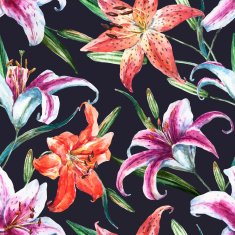 Vector tropical watercolor lilly pattern N6