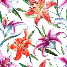 Vector tropical watercolor lilly pattern N8