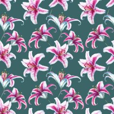 Vector tropical watercolor lilly pattern N9