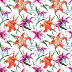 Vector tropical watercolor lilly pattern N15