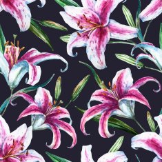 Vector tropical watercolor lilly pattern N17