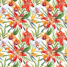 Vector tropical watercolor lilly pattern N20