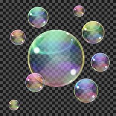 Multicolored soap bubbles Transparency only in vector file