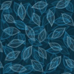 white leaves on a blue background vector seamless abstract hand-