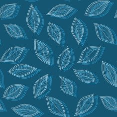 white leaves on a blue background vector seamless abstract hand- N2