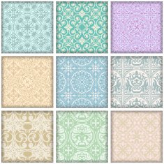 Set of 9 vintage retro geometric seamless patterns