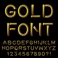Golden bar alphabet Vector eps10