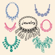 Vector set of hand drawn and fashionable jewelry doodles accessories N2