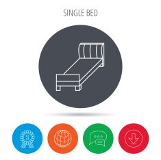 Single bed icon Bedroom furniture sign