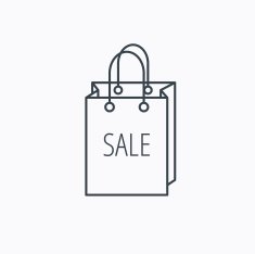 Sale shopping bag icon Discount handbag sign
