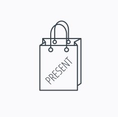 Present shopping bag icon Gift handbag sign N2
