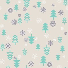 Seamless pattern flat christmas tree snowflake background