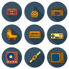 Icons on retro 80s theme