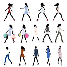 Walking women colored