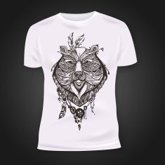 T-shirt print design with hand-drawn mehendi bear head