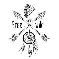 Dream catcher and crossed arrows tribal legend in Indian style