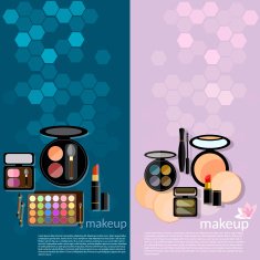 Professional make-up glamor details colorful cosmetology banners