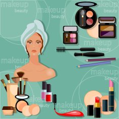 Make-up beautiful woman face proffesional makeup collection