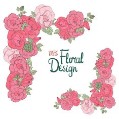 Vintage wedding border with pink roses