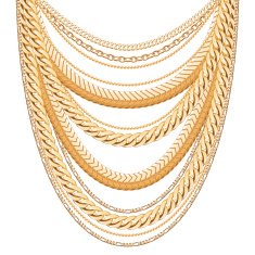Many chains golden metallic necklace
