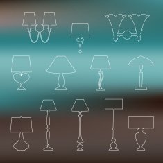 Set of linear silhouettes lamps and sconces