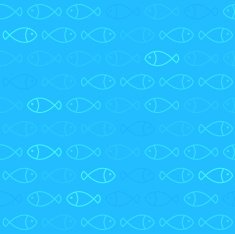 White Fish Pattern on Blue Background