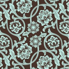Asian ornamental colored antique floral pattern