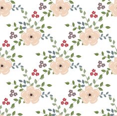 Seamless background with red flowers on a white backgroun