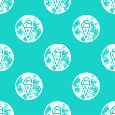 White Ice Cream Pattern on Turquoise Background