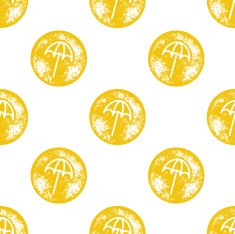 Yellow Beach Umbrella Pattern on White Background