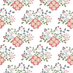 Seamless background with red flowers on a white backgroun N2