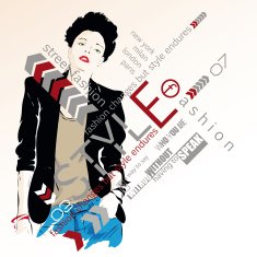Fashion girl in sketch-style N26