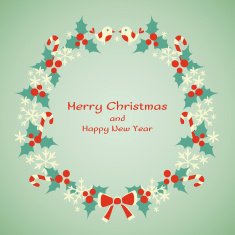 Christmas and New Year vector wreath N2