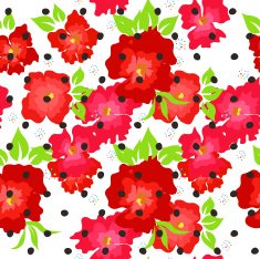 Seamless pattern with red poppies on a white background