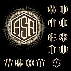 set of letters for decoration stylish retro monogram