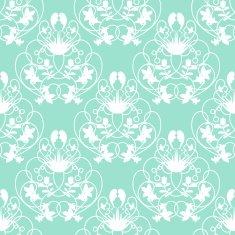 Elegant damask mint seamless vector background with delicate swirl