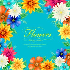 attractive tropical style floral wedding invitation template N2
