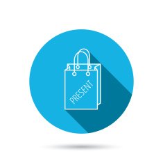 Present shopping bag icon Gift handbag sign N5