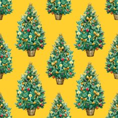 Watercolor Christmas tree pattern N2