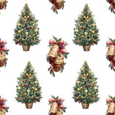 Watercolor Christmas tree pattern N3