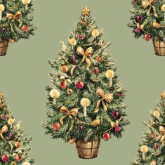 Watercolor Christmas tree pattern N4