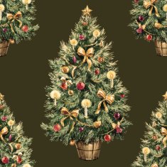 Watercolor Christmas tree pattern N5
