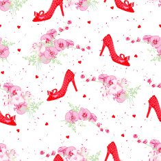 Fashion lady shoes and flowers seamless vector pattern