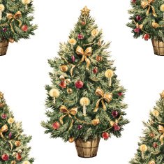 Watercolor Christmas tree pattern N6