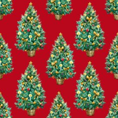 Watercolor Christmas tree pattern N7