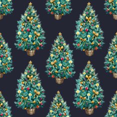 Watercolor Christmas tree pattern N8