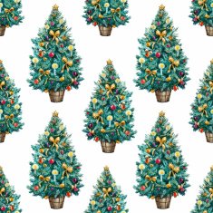 Watercolor Christmas tree pattern N9