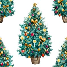 Watercolor Christmas tree pattern N10